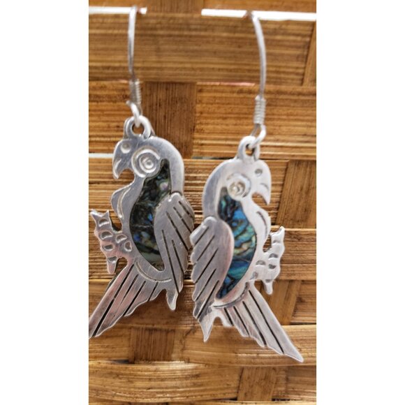 Silver Parrot Earrings Vintage Silver Mexican 925 - Picture 6 of 10